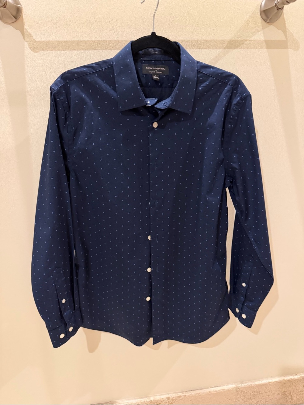 Banana Republic Deep Navy Dot-Pattern Dress Shirt